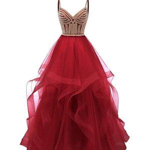 Tulle Crystal Beaded Prom Dress